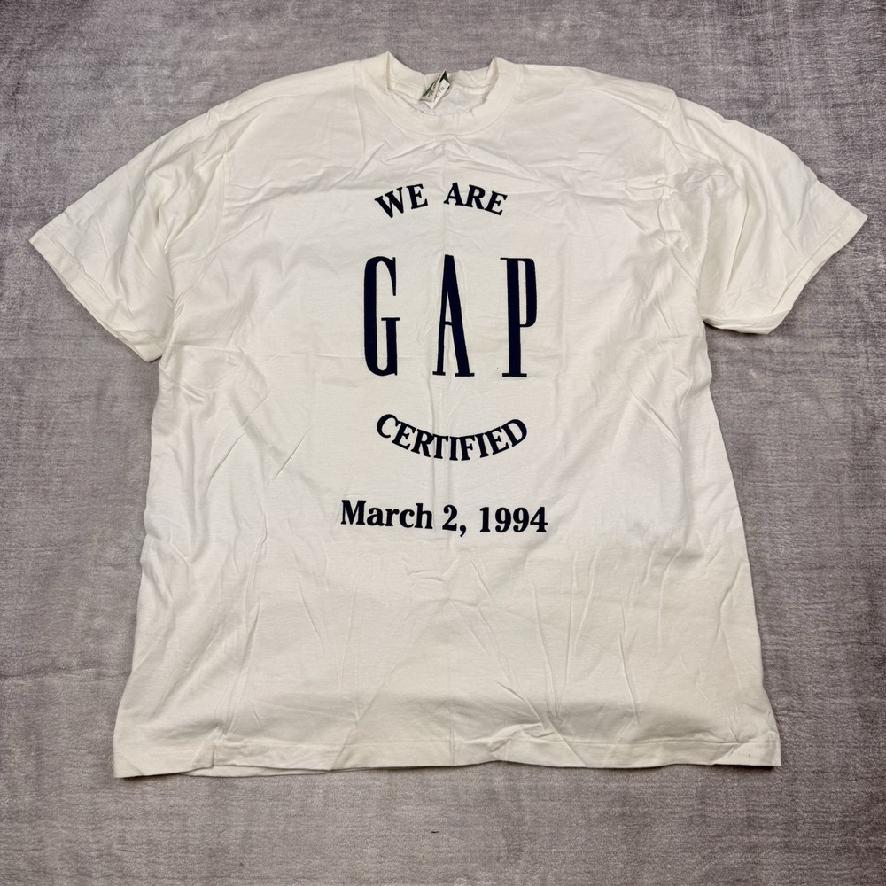 Gap Shirt Men's XL White Vintage 1994 We Are Certified Single Stitch‎ Promo